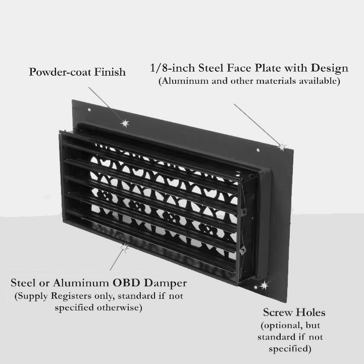 Pro-Vertical Gold Series Registers and Returns Vent Cover Steel Crest Corporation - VCU