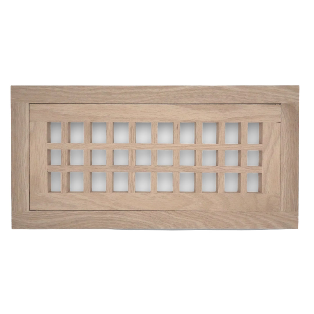 Wood Designs Grid Flush With Frame Floor Registers Register Grillworks, Inc - VCU 2.5 x 10 (Overall 6.5 x 14) Red Oak Floor