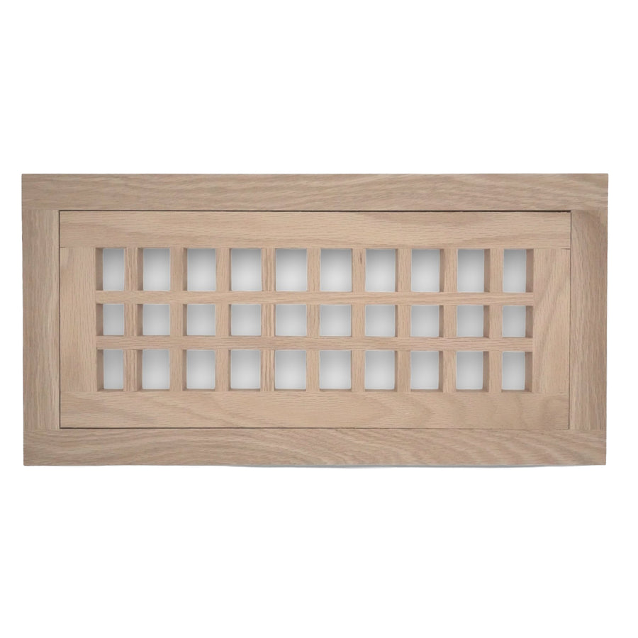Wood Designs Grid Flush With Frame Floor Registers Register Grillworks, Inc - VCU 2.5 x 10 (Overall 6.5 x 14) Red Oak Floor