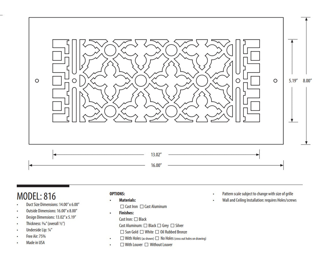 Scroll Design Vent Covers - Made to Order Vent Cover Reggio Register Company, LLC - VCU