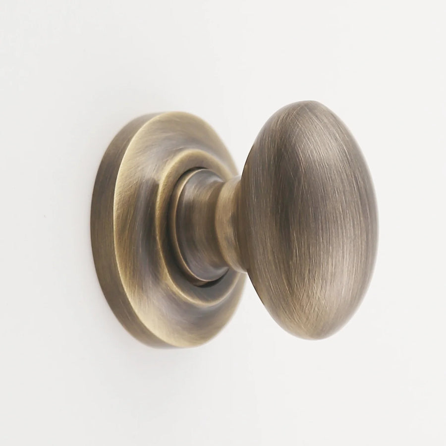 Kayla Solid Brass Egg Knob Cabinet Hardware Kay Hardware - VCU 1.5" Antique Brass