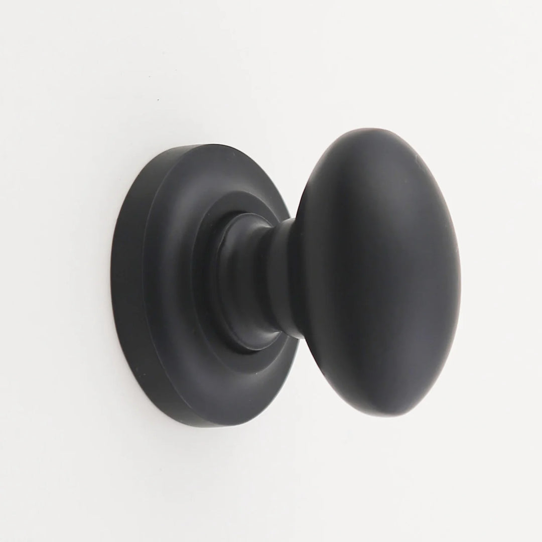 Kayla Solid Brass Egg Knob Cabinet Hardware Kay Hardware - VCU 1.25" Matte Black