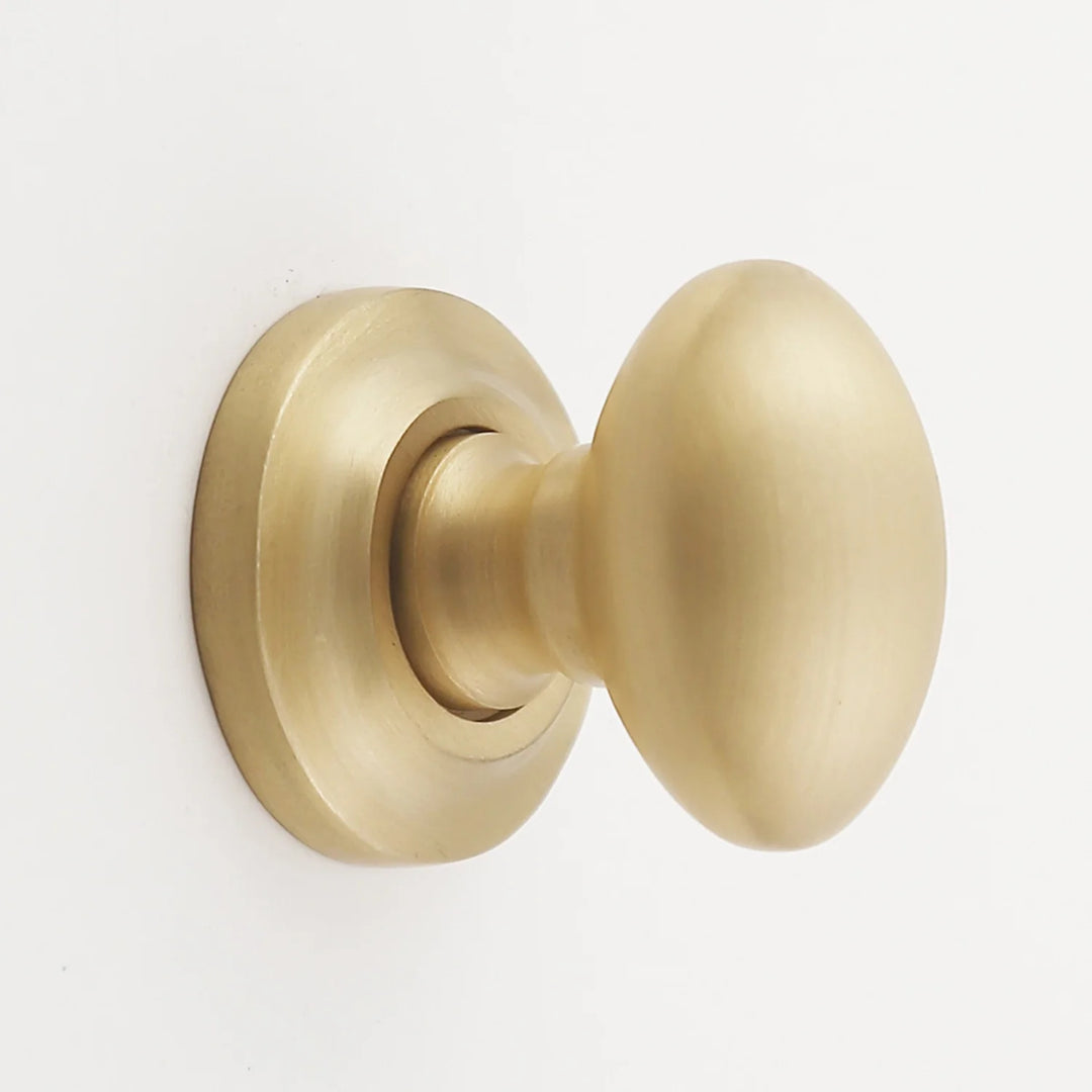Kayla Solid Brass Egg Knob Cabinet Hardware Kay Hardware - VCU 1.25" Satin Brass