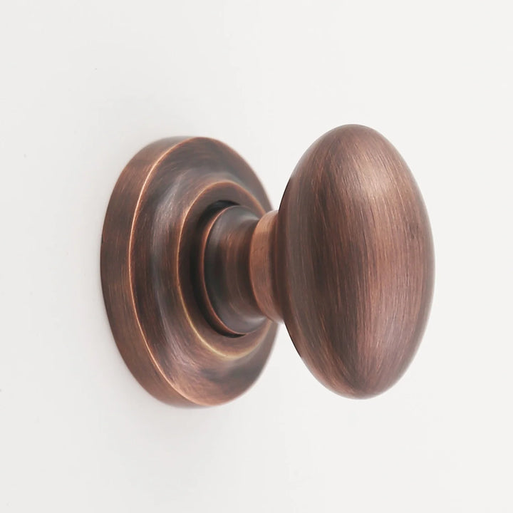 Kayla Solid Brass Egg Knob Cabinet Hardware Kay Hardware - VCU 1.5" Antique Copper