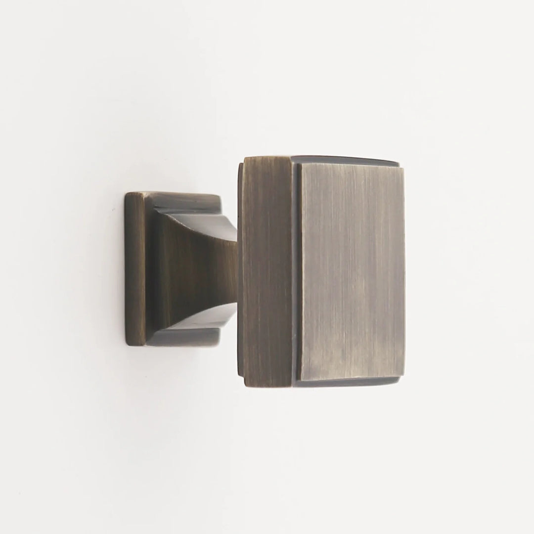 Danford Solid Brass Square Cabinet Knob Cabinet Hardware Kay Hardware - VCU 1" Antique Brass
