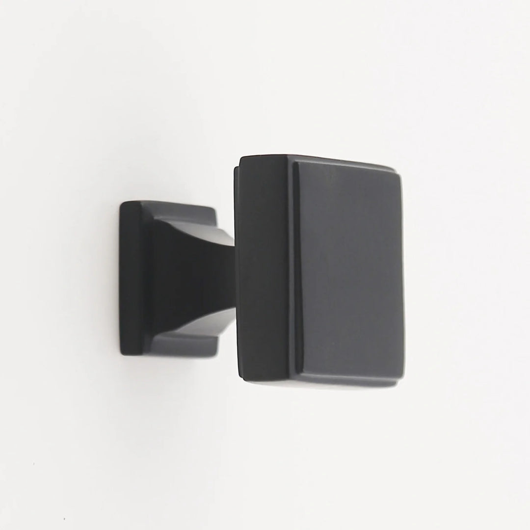 Danford Solid Brass Square Cabinet Knob Cabinet Hardware Kay Hardware - VCU 1" Matte Black