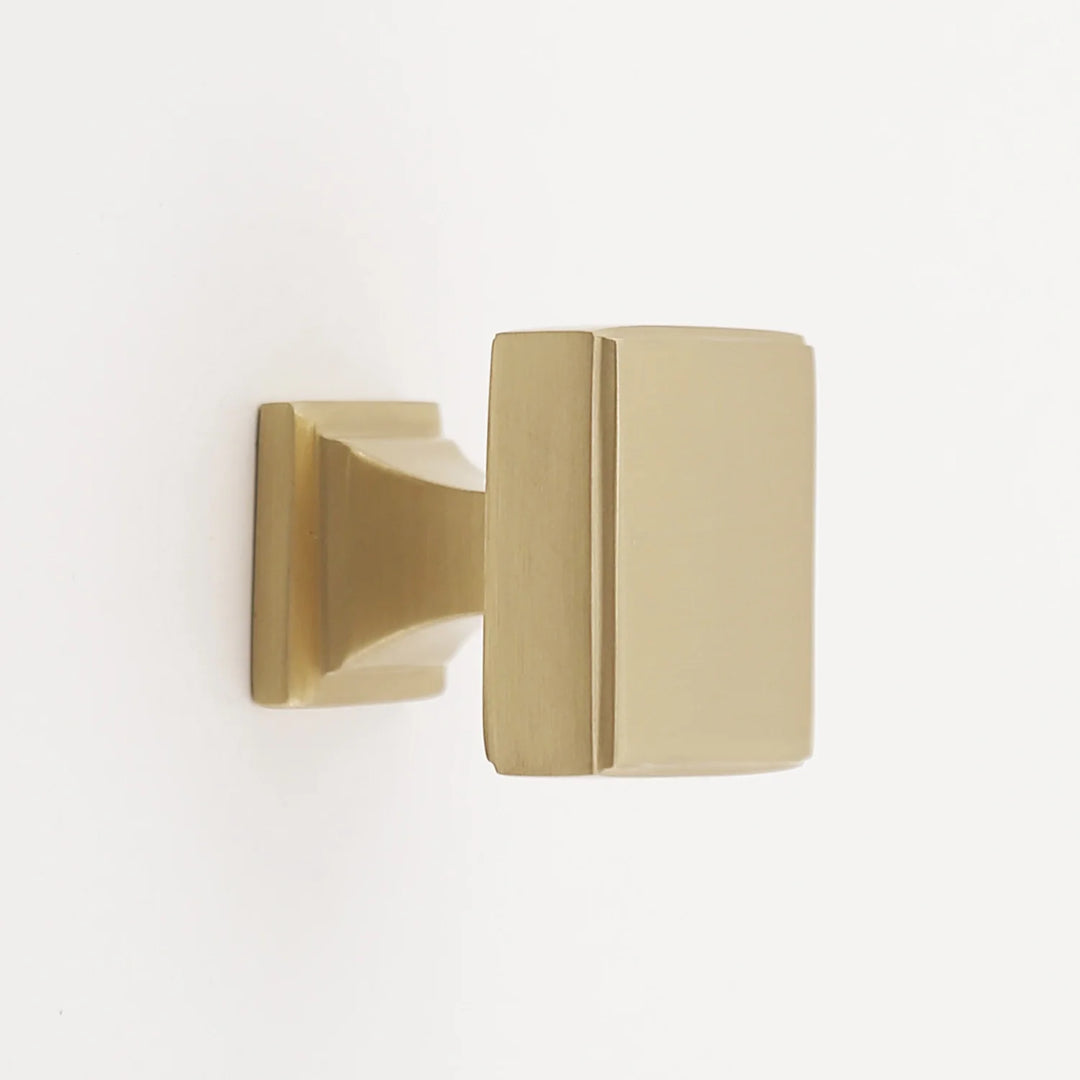 Danford Solid Brass Square Cabinet Knob Cabinet Hardware Kay Hardware - VCU 1" Satin Brass