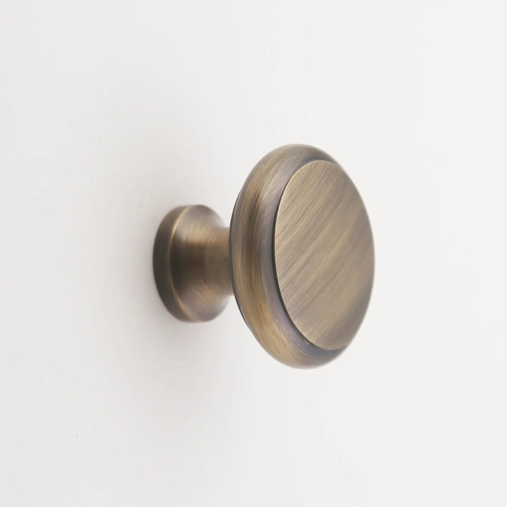 Elizabeth Solid Brass Cabinet Knob with Base Cabinet Hardware Kay Hardware - VCU 1.25" Antique Brass