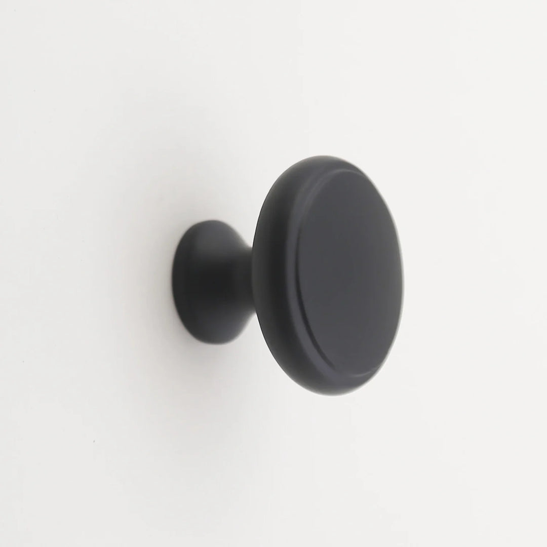 Elizabeth Solid Brass Cabinet Knob with Base Cabinet Hardware Kay Hardware - VCU 1.25" Matte Black