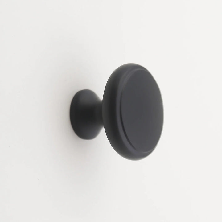 Elizabeth Solid Brass Cabinet Knob with Base Cabinet Hardware Kay Hardware - VCU 1.25" Matte Black