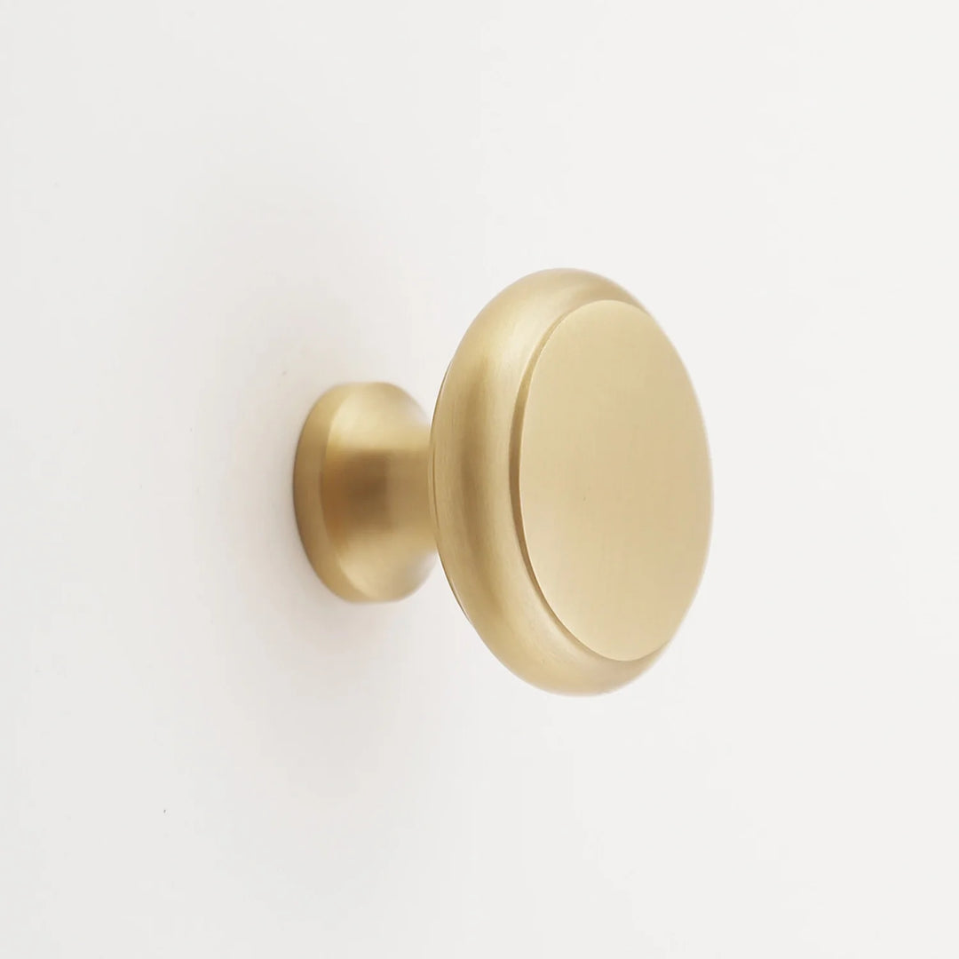 Elizabeth Solid Brass Cabinet Knob with Base Cabinet Hardware Kay Hardware - VCU 1.25" Satin Brass