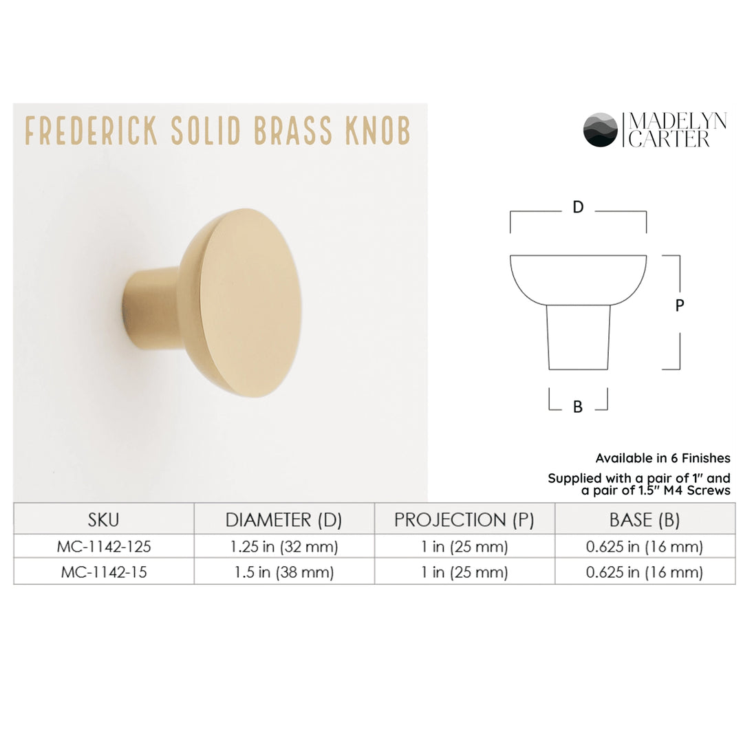Frederick Solid Brass Cabinet Knob Cabinet Hardware Kay Hardware - VCU