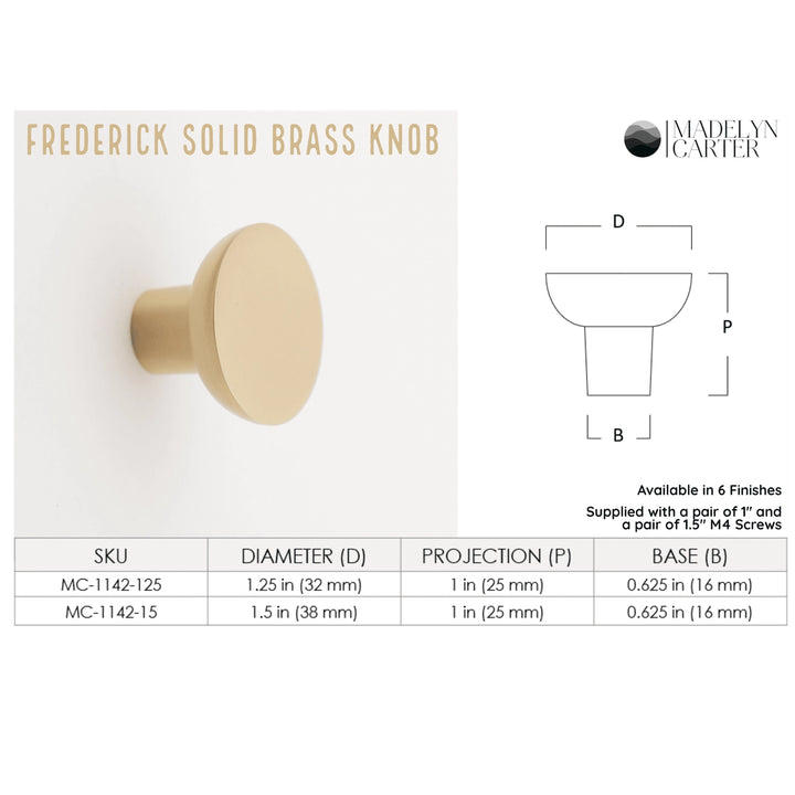 Frederick Solid Brass Cabinet Knob Cabinet Hardware Kay Hardware - VCU