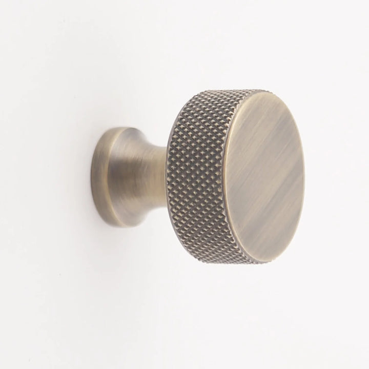 Grayson Knurled Solid Brass Cabinet Knob Cabinet Hardware Kay Hardware - VCU Antique Brass