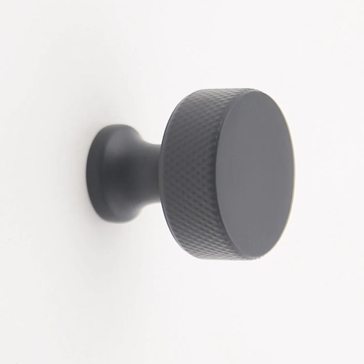 Grayson Knurled Solid Brass Cabinet Knob Cabinet Hardware Kay Hardware - VCU Matte Black