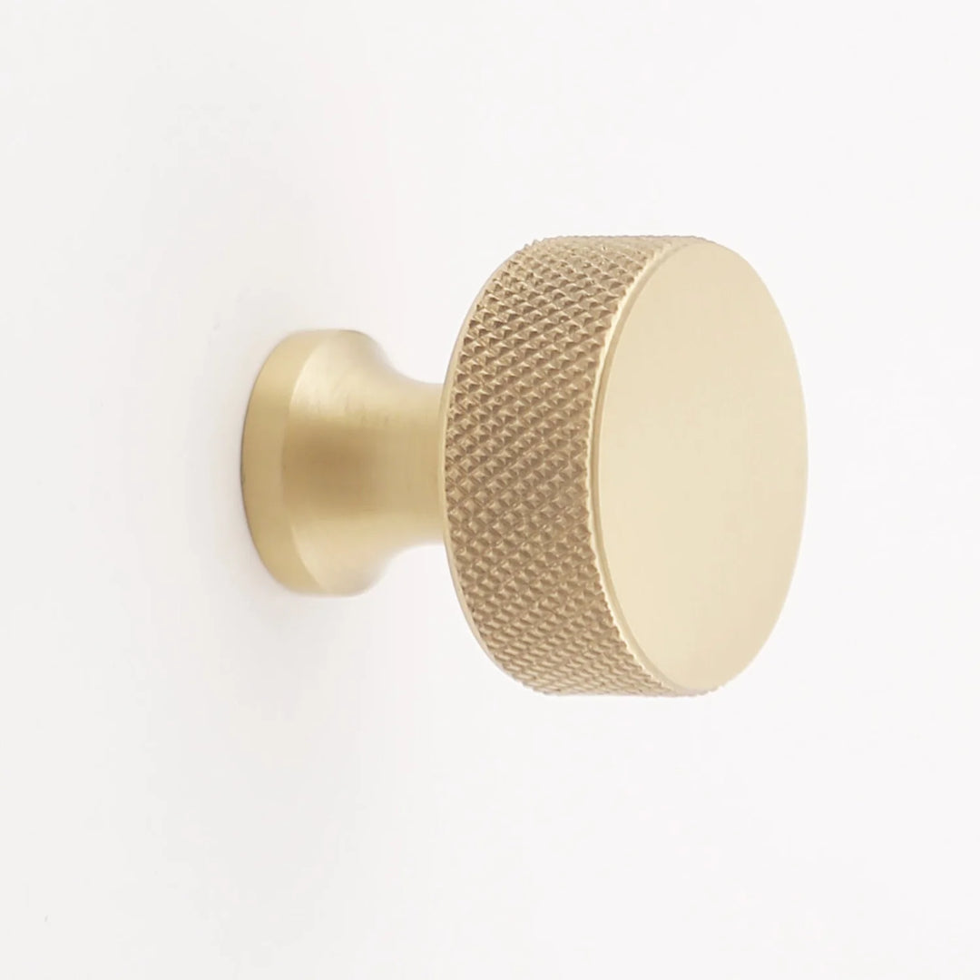 Grayson Knurled Solid Brass Cabinet Knob Cabinet Hardware Kay Hardware - VCU Satin Brass
