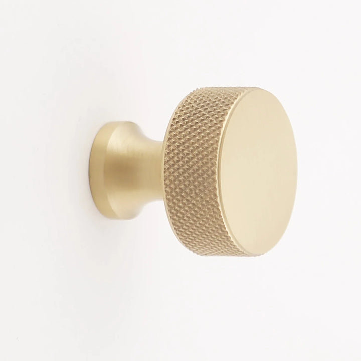 Grayson Knurled Solid Brass Cabinet Knob Cabinet Hardware Kay Hardware - VCU Satin Brass