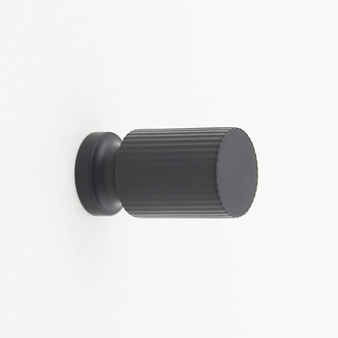 Hanna Solid Brass Button Knob Cabinet Hardware Kay Hardware - VCU Matte Black