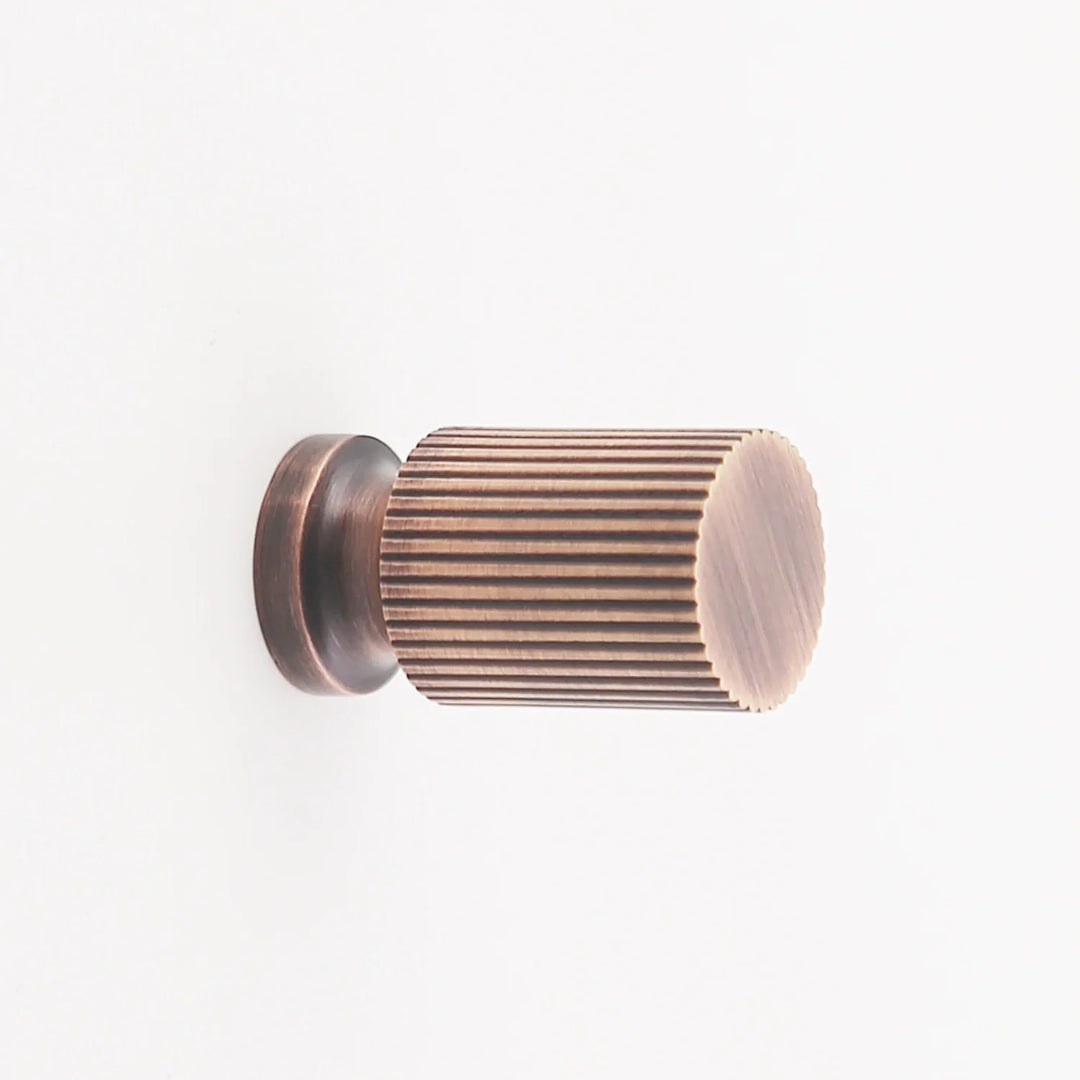 Hanna Solid Brass Button Knob Cabinet Hardware Kay Hardware - VCU Antique Copper