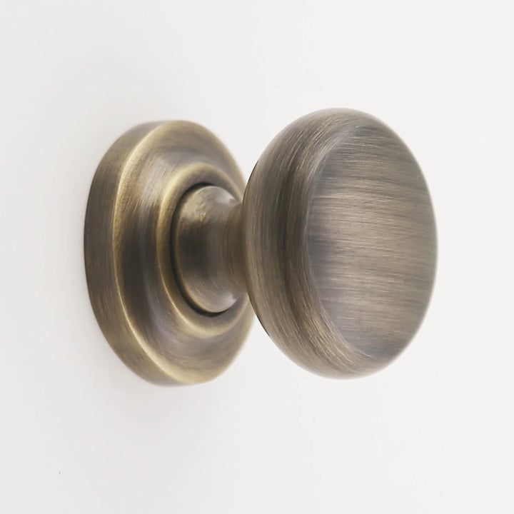 Kayla Solid Brass Round Knob Cabinet Hardware Kay Hardware - VCU 1.25" Antique Brass