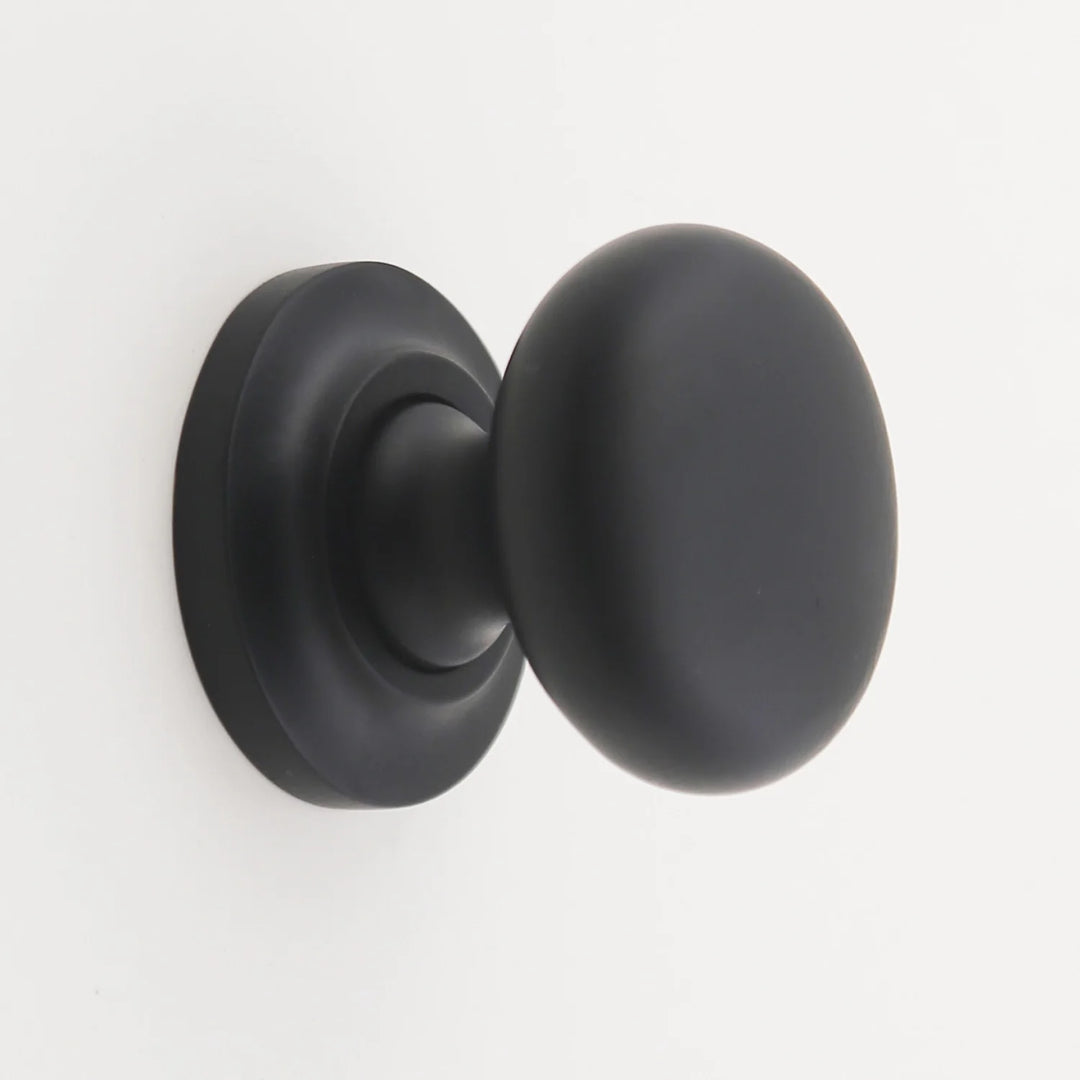 Kayla Solid Brass Round Knob Cabinet Hardware Kay Hardware - VCU 1.25" Matte Black