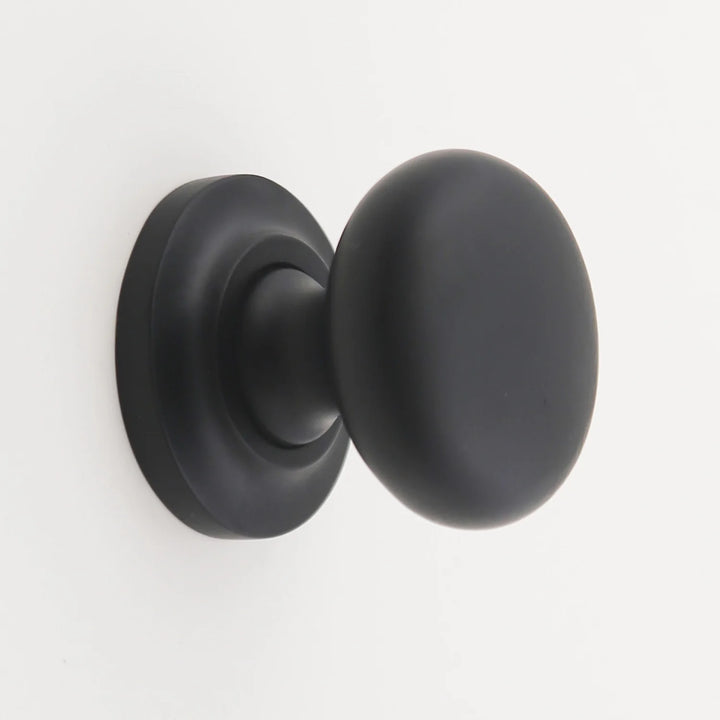 Kayla Solid Brass Round Knob Cabinet Hardware Kay Hardware - VCU 1.25" Matte Black
