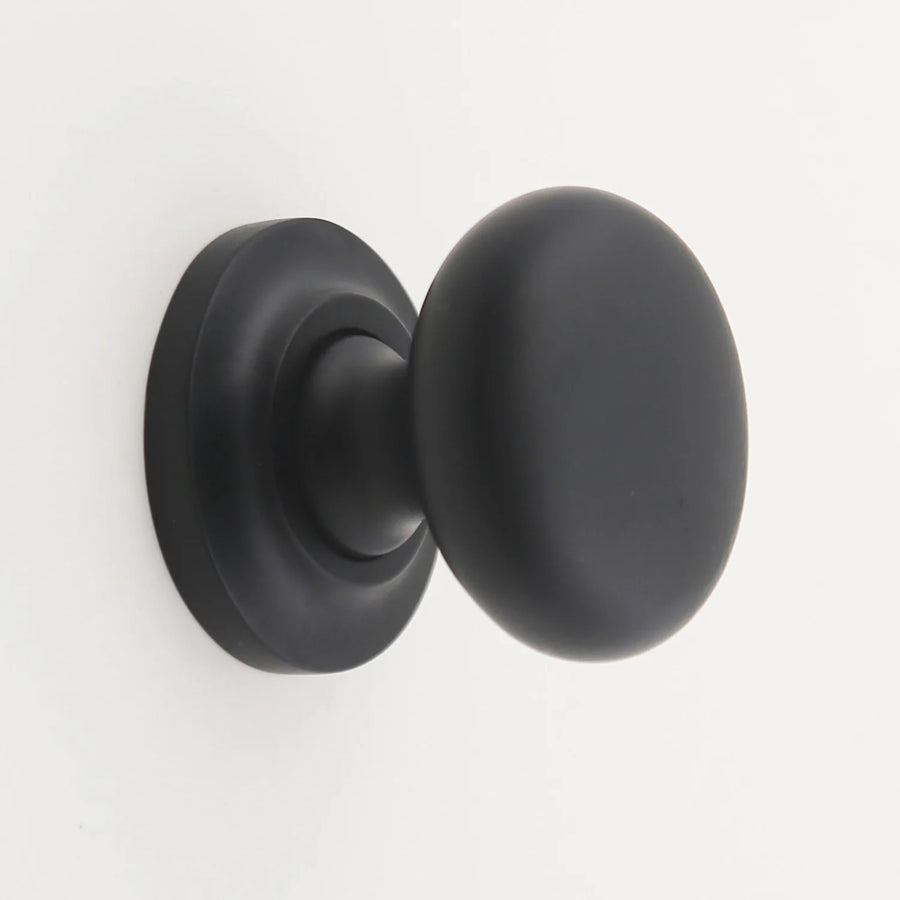 Kayla Solid Brass Round Knob Cabinet Hardware Kay Hardware - VCU 1.25" Matte Black