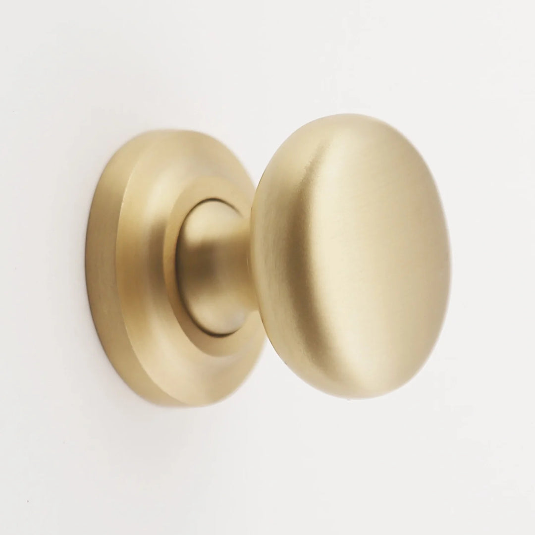 Kayla Solid Brass Round Knob Cabinet Hardware Kay Hardware - VCU 1.25" Satin Brass