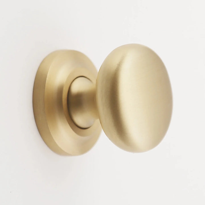 Kayla Solid Brass Round Knob Cabinet Hardware Kay Hardware - VCU 1.25" Satin Brass