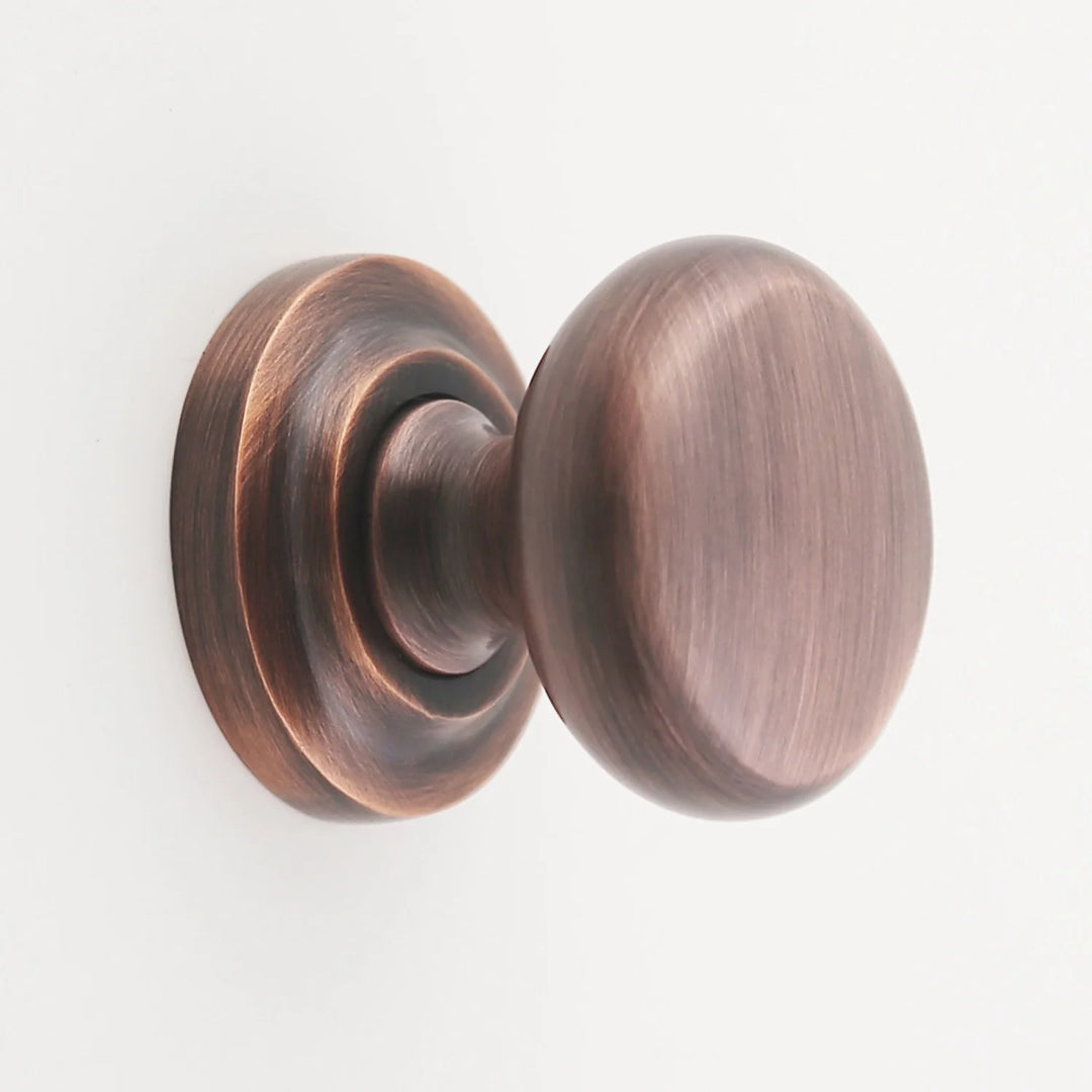 Kayla Solid Brass Round Knob Cabinet Hardware Kay Hardware - VCU 1.25" Antique Copper