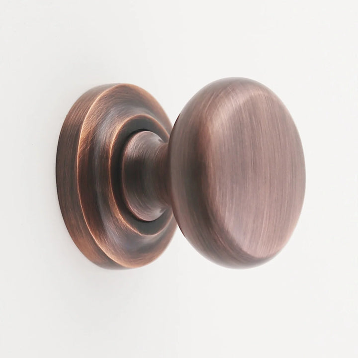 Kayla Solid Brass Round Knob Cabinet Hardware Kay Hardware - VCU 1.25" Antique Copper