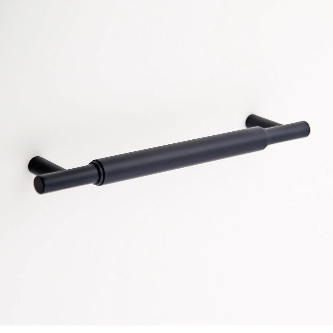 Hanna Solid Brass Drawer Pull Cabinet Hardware Kay Hardware - VCU 6" Center Matte Black