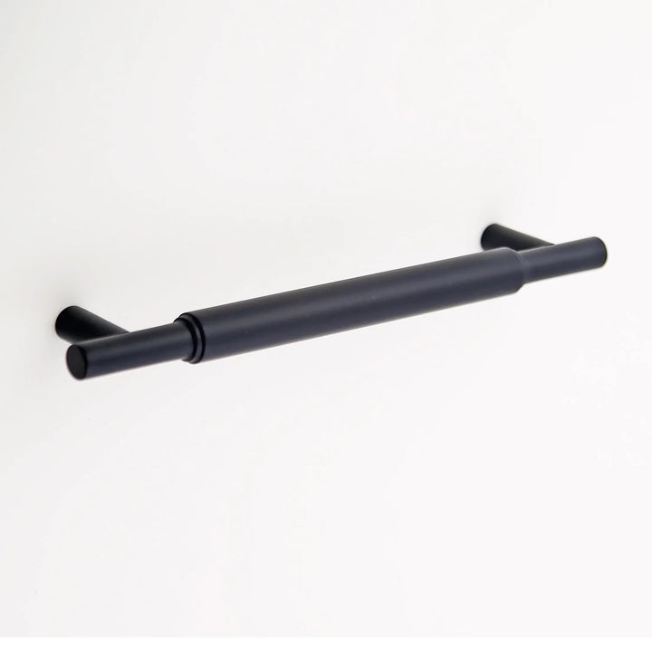 Hanna Solid Brass Drawer Pull Cabinet Hardware Kay Hardware - VCU 6" Center Matte Black