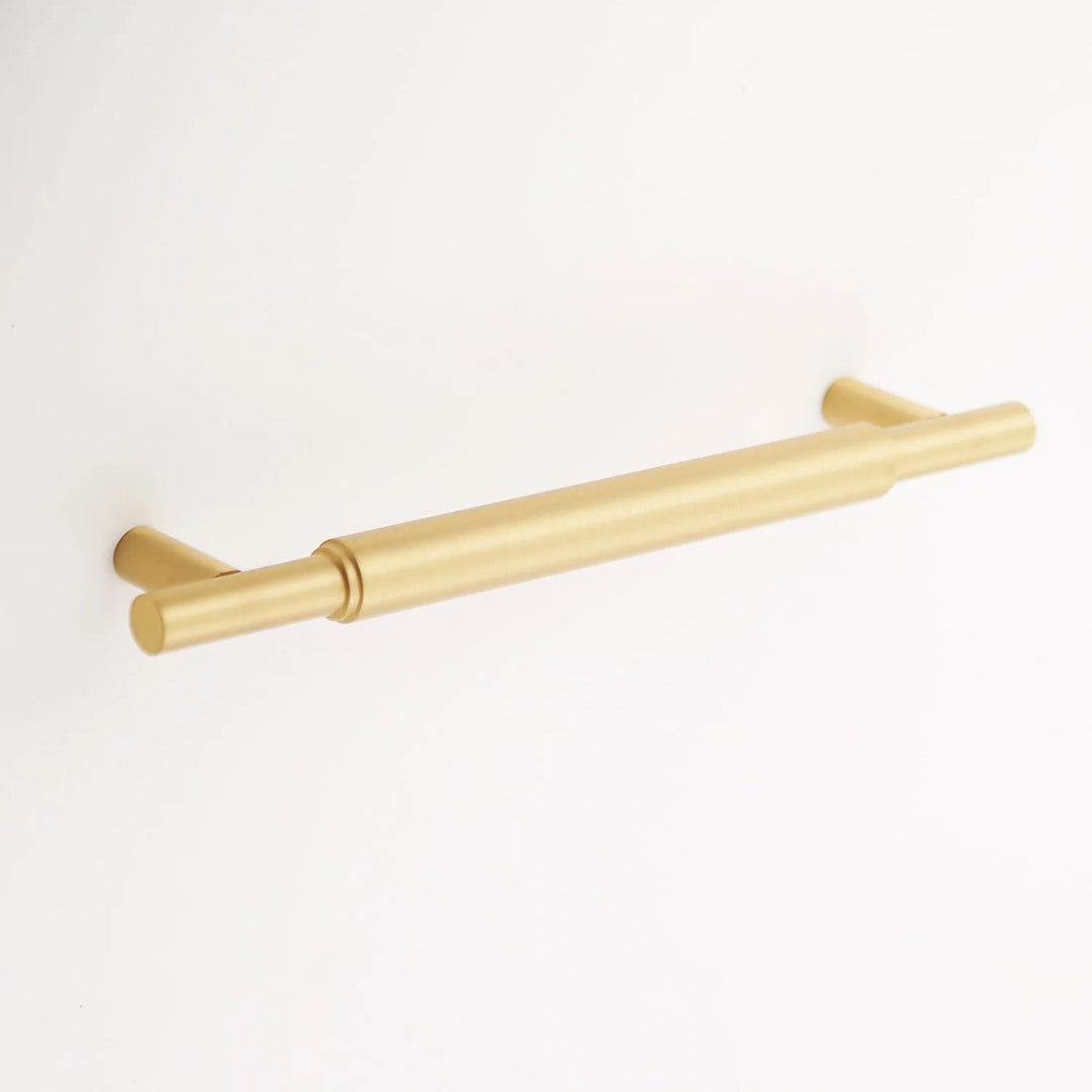 Hanna Solid Brass Drawer Pull Cabinet Hardware Kay Hardware - VCU 6" Center Satin Brass