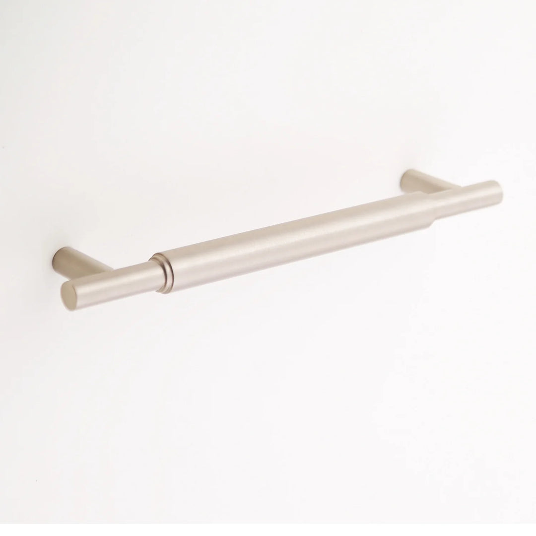 Hanna Solid Brass Drawer Pull Cabinet Hardware Kay Hardware - VCU 6" Center Satin Nickel