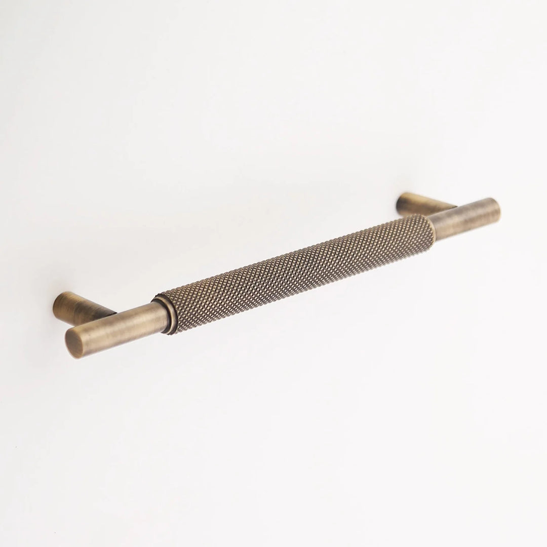 Grayson Knurled Solid Brass Drawer Pull Cabinet Hardware Kay Hardware - VCU Antique Brass