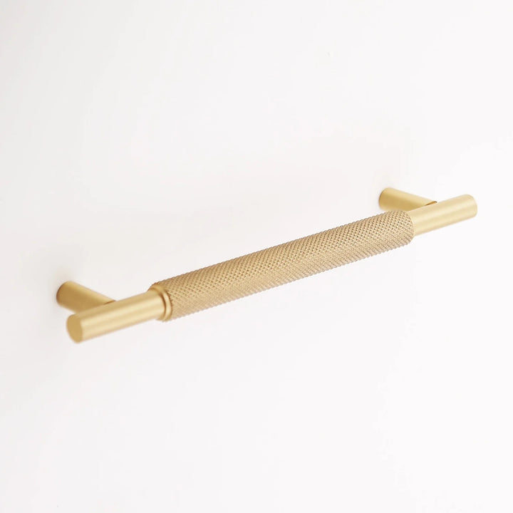 Grayson Knurled Solid Brass Drawer Pull Cabinet Hardware Kay Hardware - VCU Satin Brass