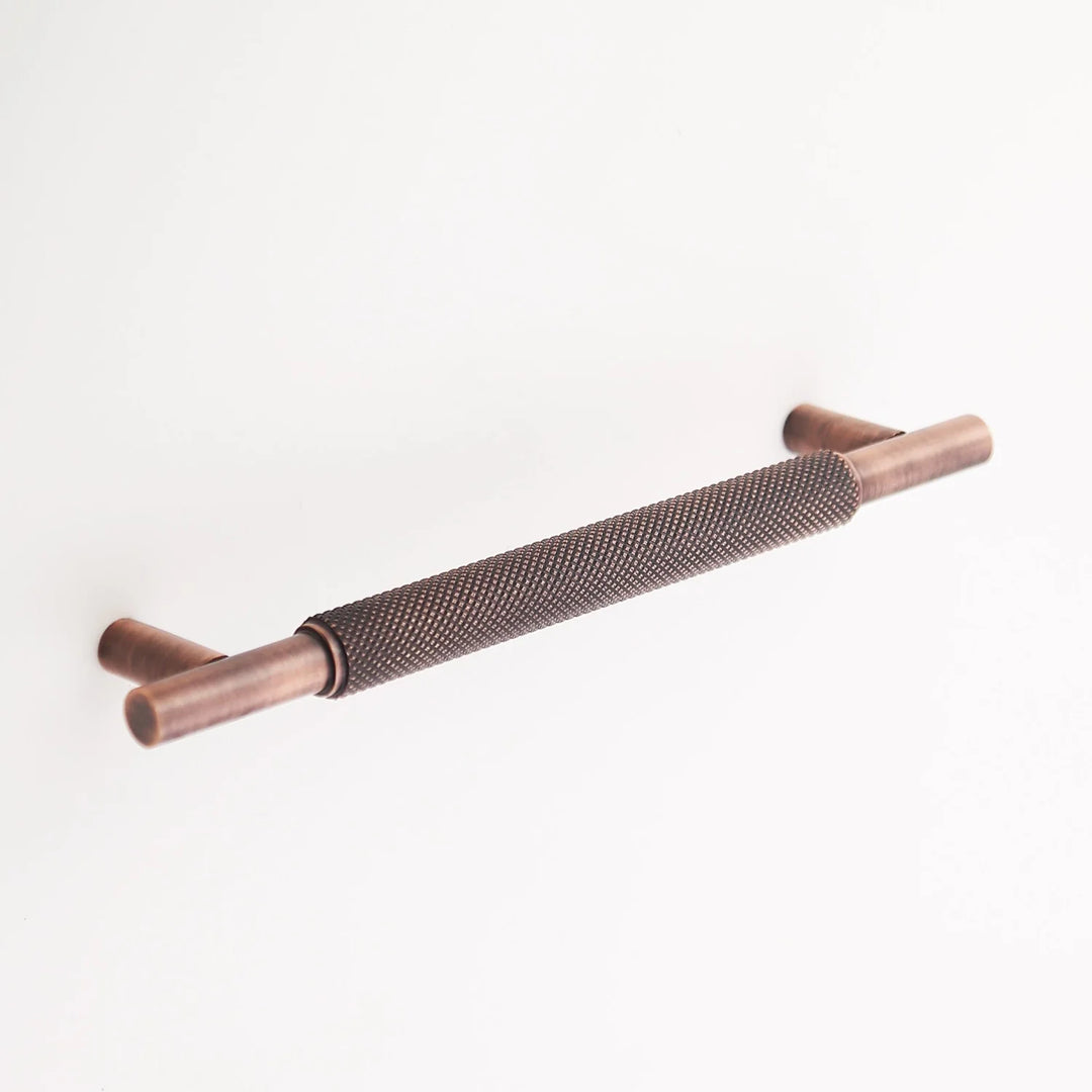 Grayson Knurled Solid Brass Drawer Pull Cabinet Hardware Kay Hardware - VCU Antique Copper