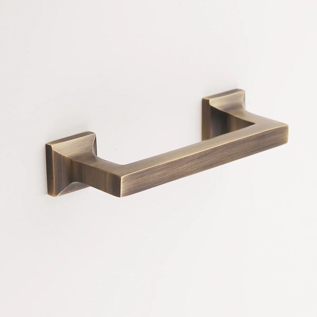 Craftsman Solid Brass Drawer Pull Cabinet Hardware Kay Hardware - VCU 4" Center Antique Brass