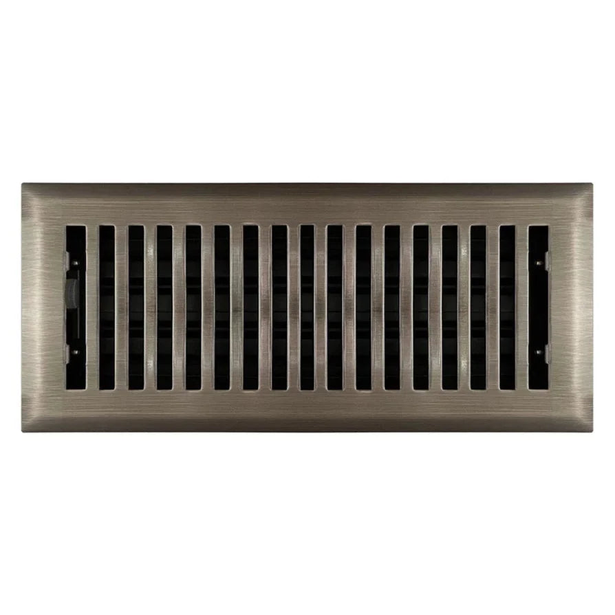Contemporary Steel Floor and Wall Registers Vent Cover Steel Plated (Wholesale Registers) - VCU 2 x 10 (Overall: 3.375 x 11.25) Antique Brass