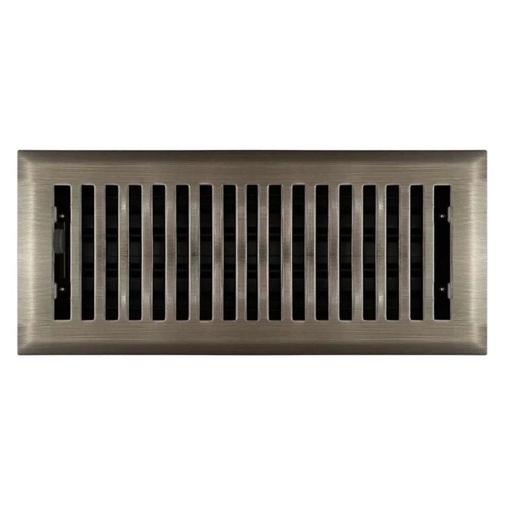 Contemporary Steel Floor and Wall Registers Vent Cover Steel Plated (Wholesale Registers) - VCU 2 x 10 (Overall: 3.375 x 11.25) Antique Brass