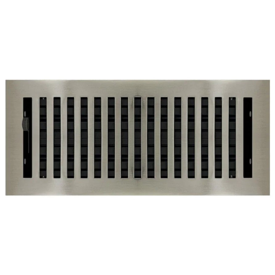 Contemporary Steel Floor and Wall Registers Vent Cover Steel Plated (Wholesale Registers) - VCU 2 x 10 (Overall: 3.375 x 11.25) Brushed Nickel