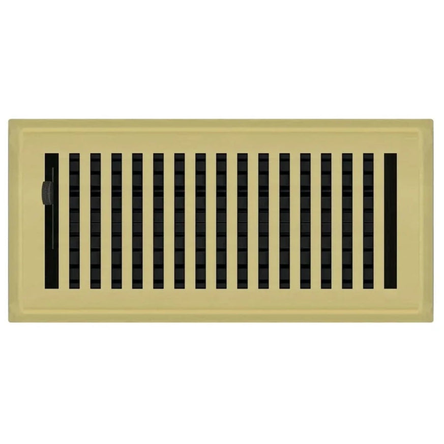 Contemporary Steel Floor and Wall Registers Vent Cover Steel Plated (Wholesale Registers) - VCU 2 x 10 (Overall: 3.375 x 11.25) Polished Brass