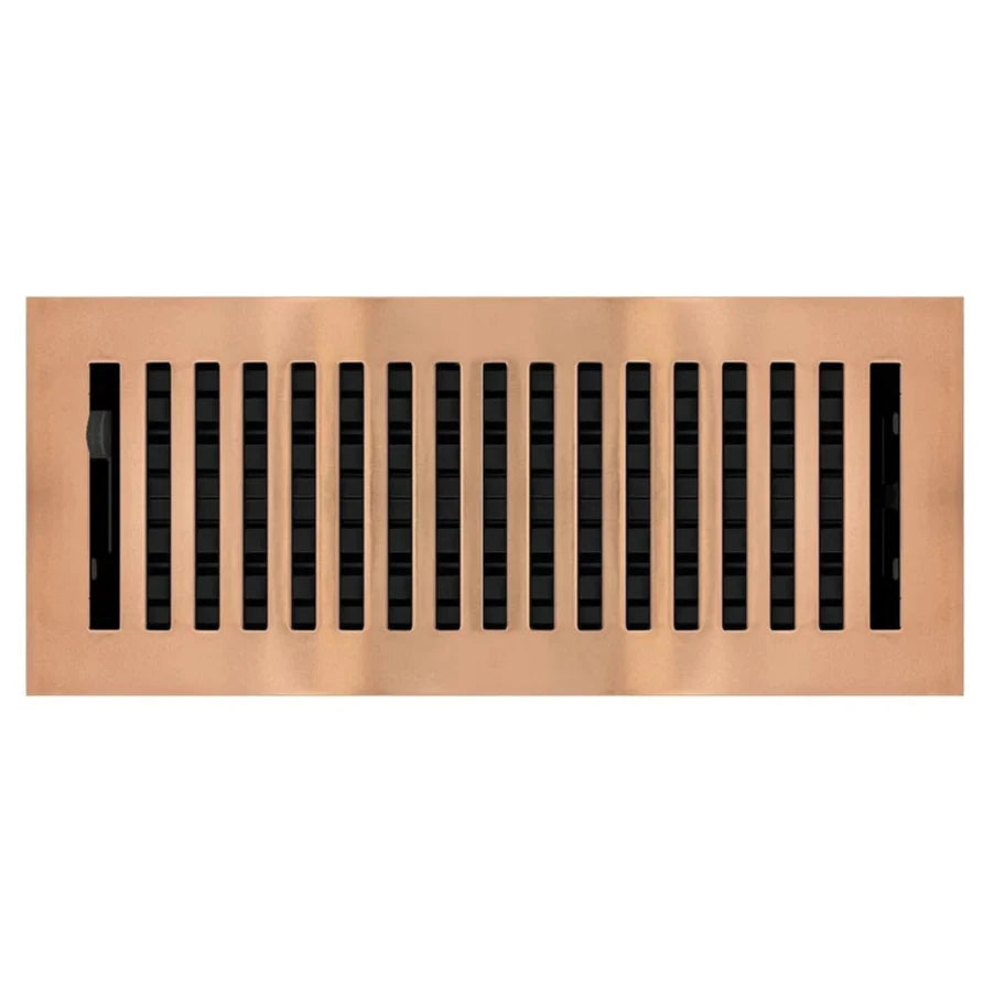 Contemporary Steel Floor and Wall Registers Vent Cover Steel Plated (Wholesale Registers) - VCU 2 x 10 (Overall: 3.375 x 11.25) Polished Copper