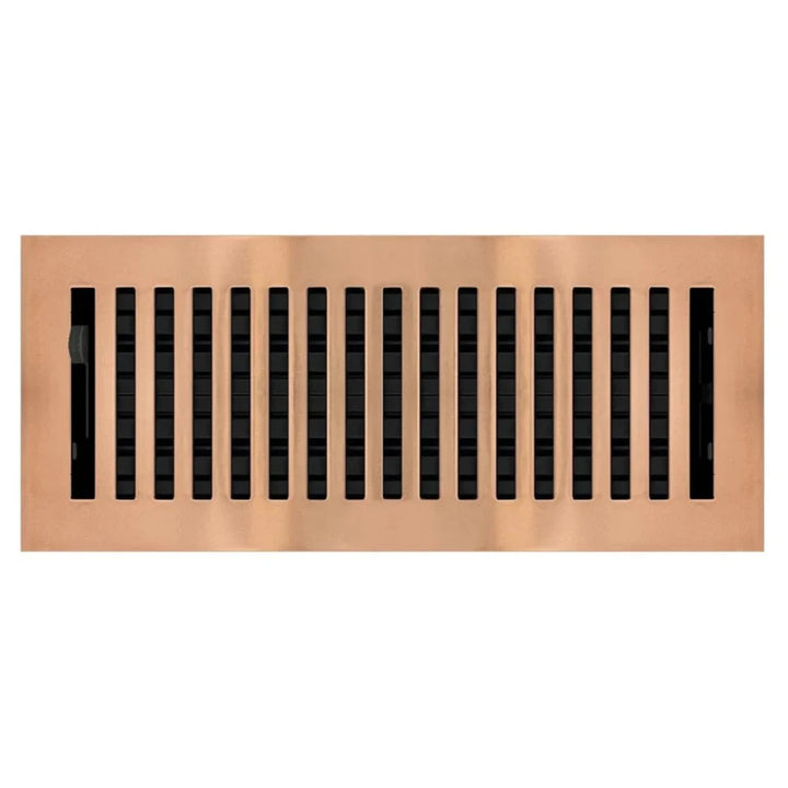 Contemporary Steel Floor and Wall Registers Vent Cover Steel Plated (Wholesale Registers) - VCU 2 x 10 (Overall: 3.375 x 11.25) Polished Copper