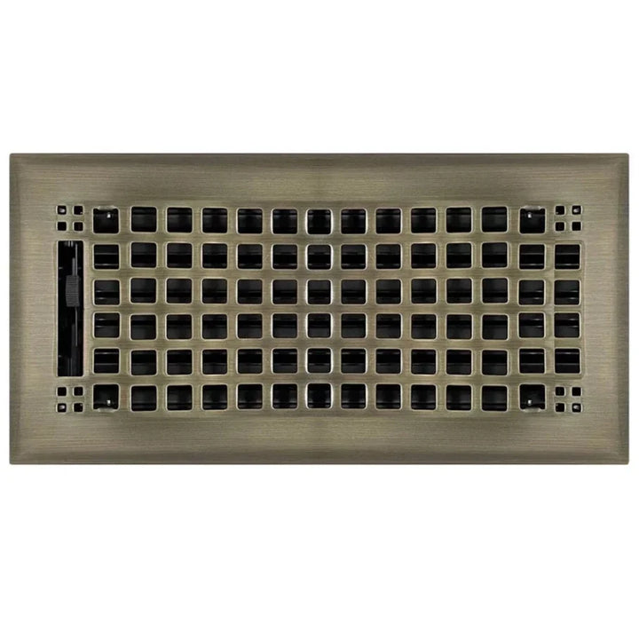 Mission Steel Floor and Wall Registers Vent Cover Steel Plated (Wholesale Registers) - VCU 2 x 12 (Overall: 3.5 x 13.125) Antique Brass