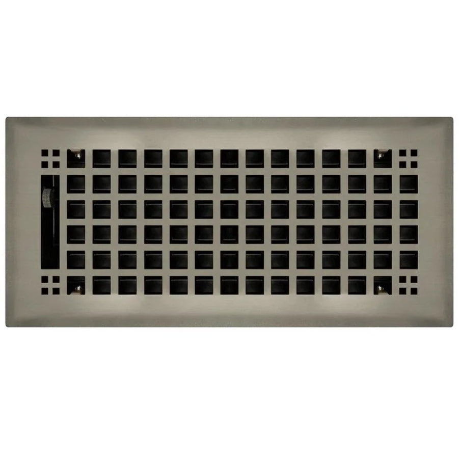 Mission Steel Floor and Wall Registers Vent Cover Steel Plated (Wholesale Registers) - VCU 2 x 12 (Overall: 3.5 x 13.125) Brushed Nickel