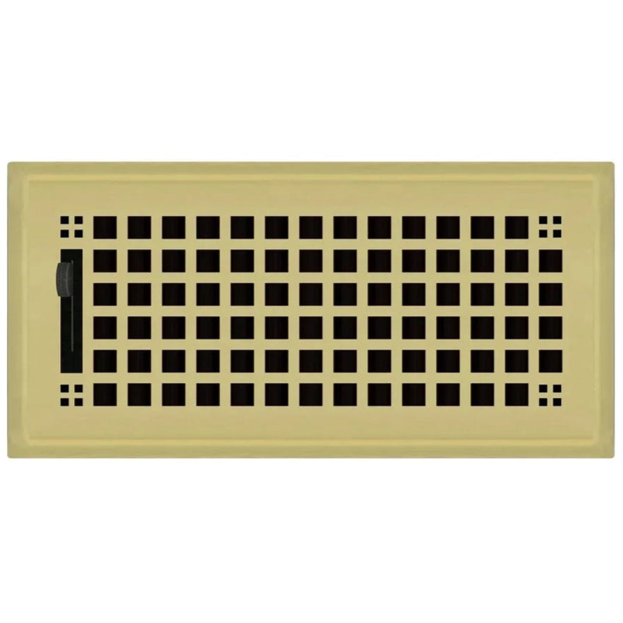 Mission Steel Floor and Wall Registers Vent Cover Steel Plated (Wholesale Registers) - VCU 2 x 12 (Overall: 3.5 x 13.125) Polished Brass
