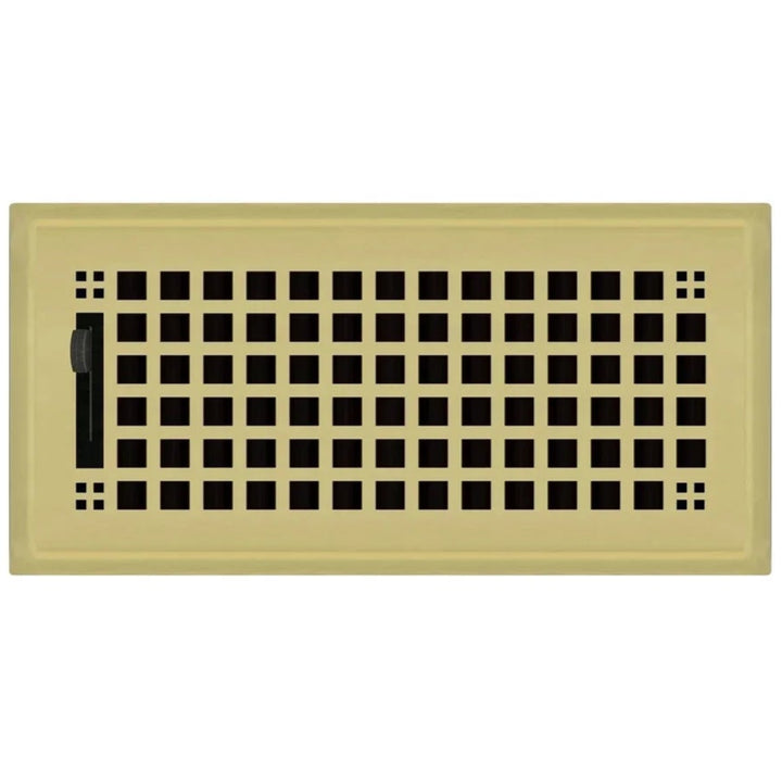 Mission Steel Floor and Wall Registers Vent Cover Steel Plated (Wholesale Registers) - VCU 2 x 12 (Overall: 3.5 x 13.125) Polished Brass