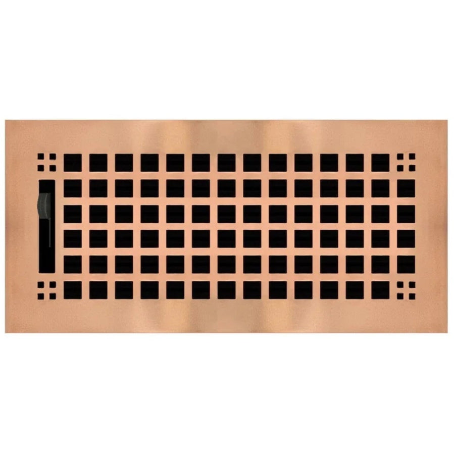 Mission Steel Floor and Wall Registers Vent Cover Steel Plated (Wholesale Registers) - VCU 2 x 12 (Overall: 3.5 x 13.125) Polished Copper